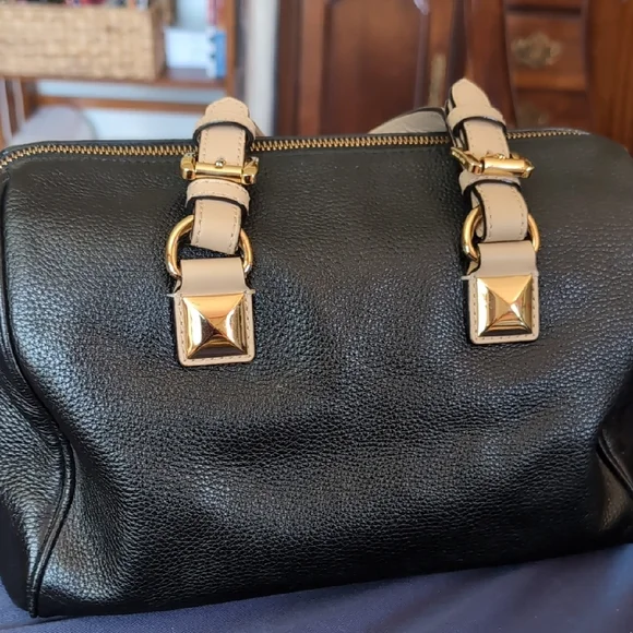 Michael Kors Black and Tan Leather Satchel - Picture 6 of 16